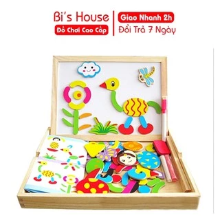 Tranh nam châm ghép hình 2 mặt đa năng - đồ chơi gỗ Bi House
