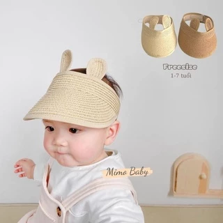 Mũ cói nửa đầu gắn tai thỏ dễ thương cho bé MH111 Mimo Baby