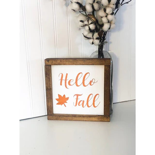 Tranh gỗ handmade - Hello Fall - Decor phong cách vintage treo tường