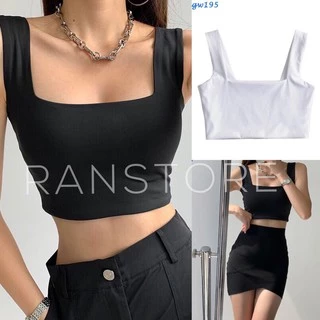 Áo bozip 2 dây bản to cổ vuông ôm body trẻ trung năng động/ Áo crt nữ dáng ngắn thời trang ulzzang_ranstore