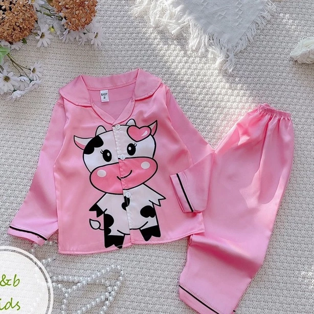 [12 -26 kg ][ Mã Độc Quyền ] Bộ Mặc Nhà dài tay cao cấp Pijama Lụa 3D Cao Cấp Cho Bé