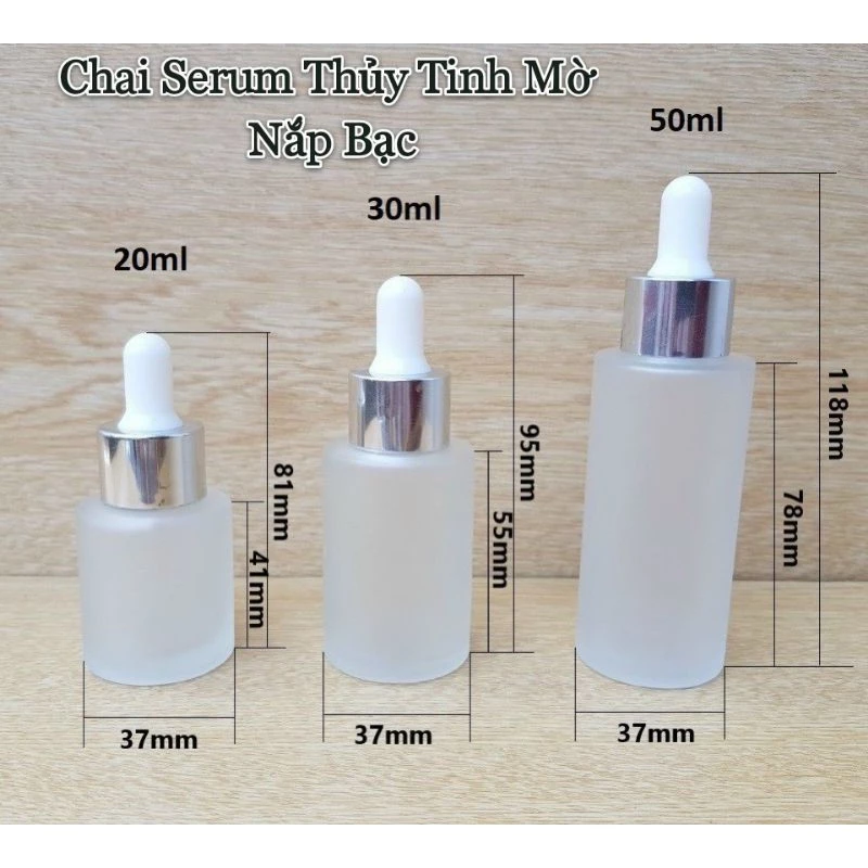 CHAI LỌ CHIẾT MỸ PHẨM  - Chai Chiết Serum Ngang Nắp Bạc 20ml, 30ml, 50ml