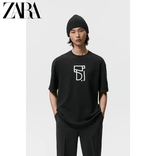 Áo Thun Cotton Ngắn Tay Cổ Tròn In Họa Tiết ZARA Cá Tính Cho Nam 4087395 800