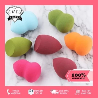 Bông mút trang điểm tán kem nền Lucy Beauty nhiều màu hồ lô, vát chéo, giọt nước