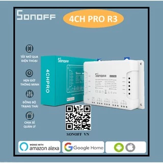 Công tắc thông minh SONOFF 4CH PRO R3 điều khiển từ xa qua WiFi và RF 4 kênh