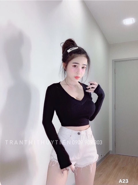 ÁO THUN NỮTAY DÀI CROPTOP