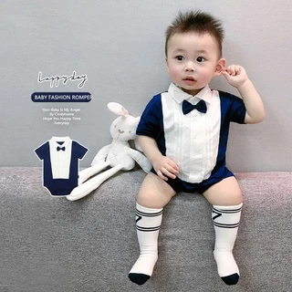 Bộ Áo Liền Quần Tay Ngắn Chất Liệu Cotton Thời Trang Mùa Hè Cho Bé Trai