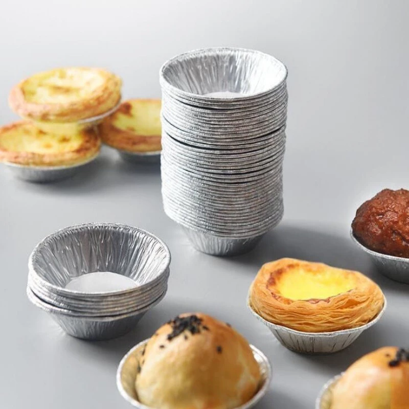 Set 100 Đế Cốc Chén Giấy Bạc Lót Khuôn Nướng Bánh tart Trứng Tiện Dụng