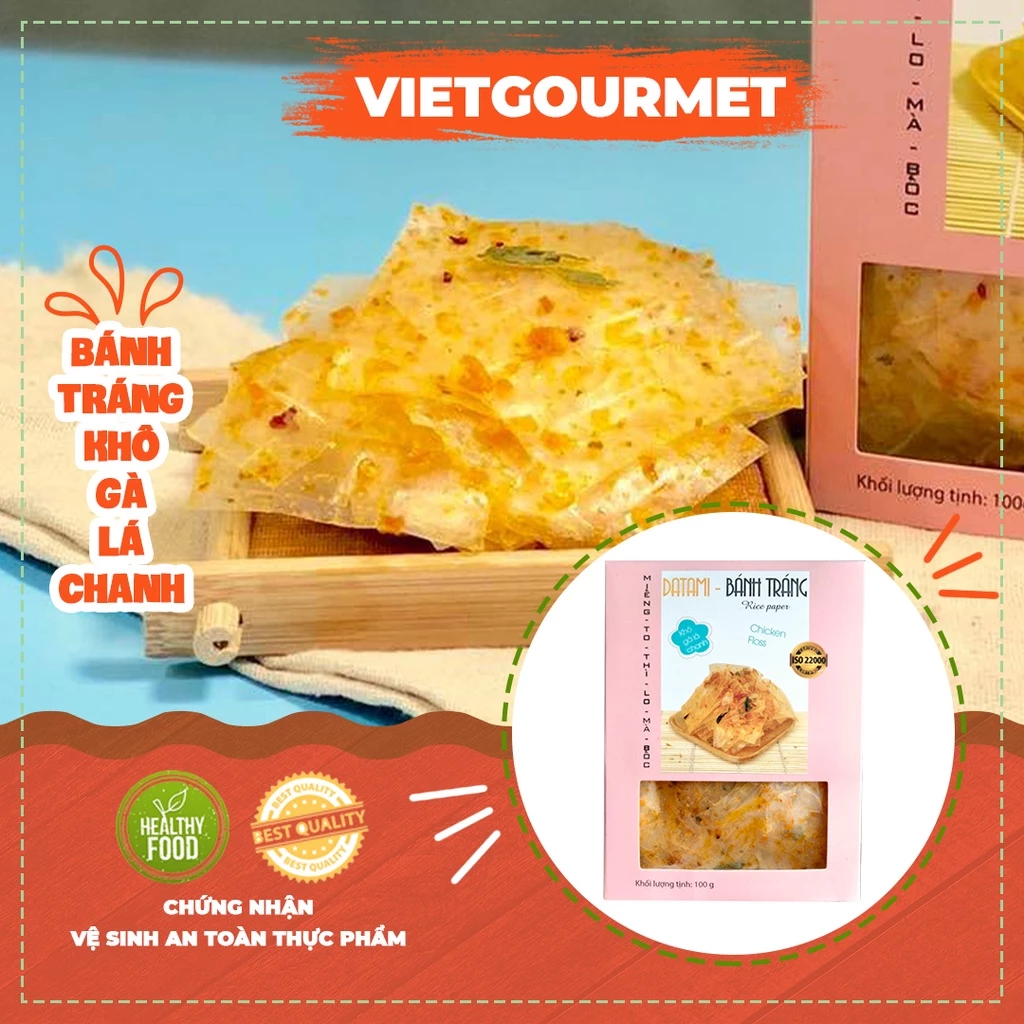 Bánh tráng khô gà lá chanh Datami hộp 100g/ Bánh tráng cuộn Long An vị đặc biệt dại thơm ngon/ ăn vặt Hà Nội