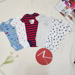 (sz 12-18M Chọn màu- Trai) Body chip TAY NGẮN xuất dư cổ tròn, cổ đáp vai cho bé trai- Bộ liền thân, Bodydsuit cho bé