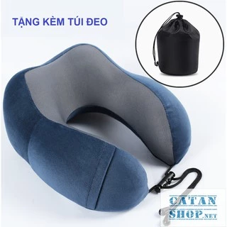 Gối kê cổ CAO SU NON cao cấp tặng kèm túi đựng, gối chữ U memory foam du lịch ngủ trưa văn phòng  siêu tiện dụng