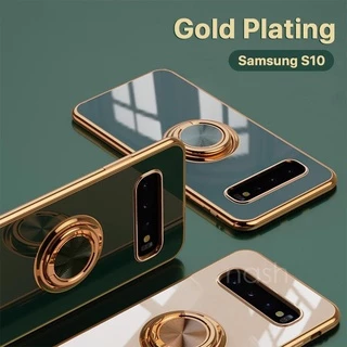 Ốp điện thoại mạ điện có vòng đỡ xỏ ngón từ tính cho Samsung Galaxy S10 S20 S21 Plus Ultra