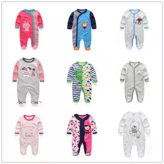 Áo liền quần 100% cotton dành cho bé 0-12 tháng tuổi