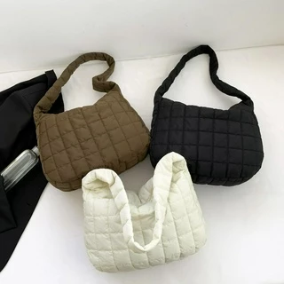 1 Chiếc Đơn Giản Và Cá Tính Màu Trơn Cotton Checkered Line Với Công Suất Lớn Dây Kéo Mở Và Đóng Túi Tote Nữ Để Ăn Và Chơi