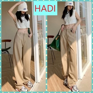 QUẦN KAKI ỐNG SUÔNG NỮ LƯNG CAO LAI CUỐN MÀU KEM CHẤT VẢI MỀM MỊN MÁT HOT HIT HADI SIÊU ĐỈNH