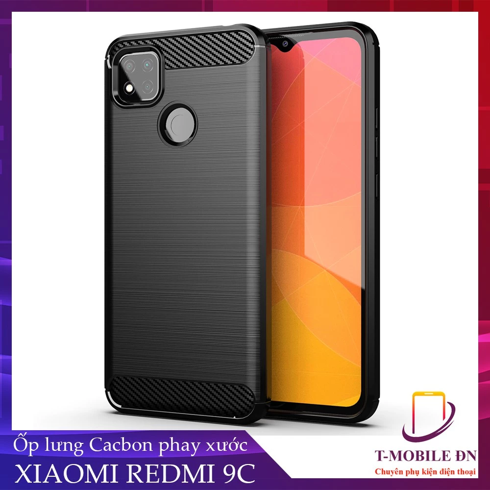 Ốp lưng Xiaomi Redmi 9C 10A Cacbon phay xước chống sốc chống vân tay