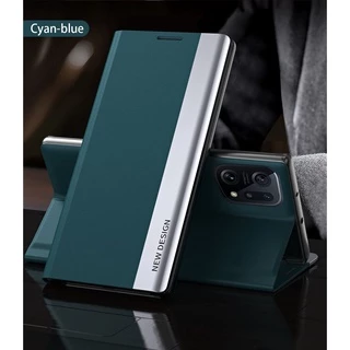 Ốp Điện Thoại Da PU Nắp Gập Từ Tính Màu Tương Phản Thời Trang Cho Oppo Find X5 Pro A74 / A54 / A93 5G