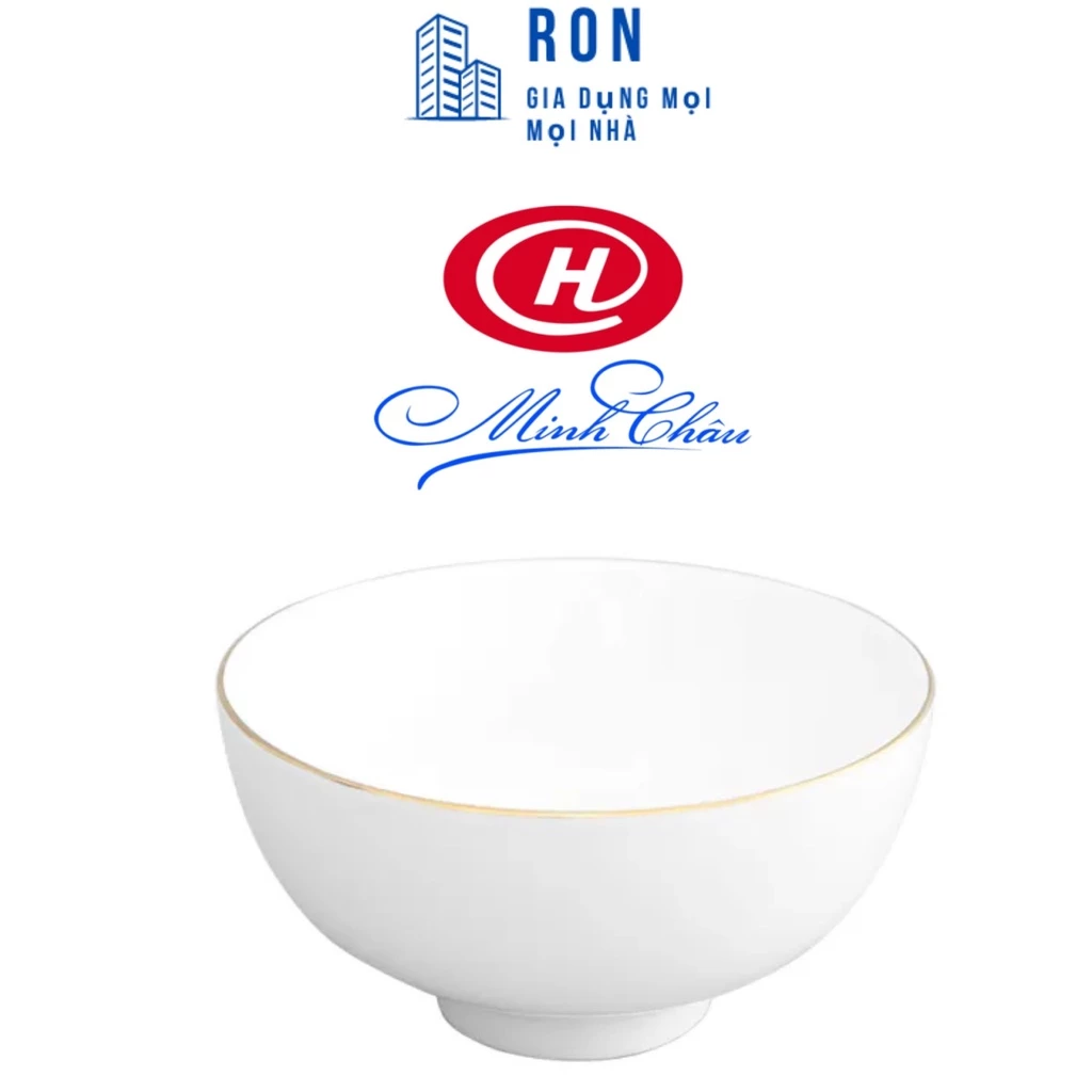 Bộ Bát Ăn Cơm Viền Vàng 12K - 11cm - Sứ Minh Châu - Bộ 6c và Bộ 10c