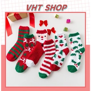 Tất cổ cao nữ, vớ cổ cao len lông cừu họa tiết Noel phong cách thời trang Hàn Quốc TC124 - VHT SHOP