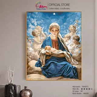 Tranh tô màu theo số Công giáo Đức mẹ Maria GAM đã căng khung 40x50cm TN4071