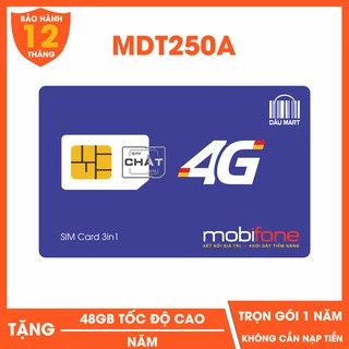 Sim 4G MDT250A 12FD50 Mobifone Trọn Gói 1 Năm (5GB/Ngày) D500 (5GB/THÁNG) và (4GB/Tháng) FREE 12 tháng