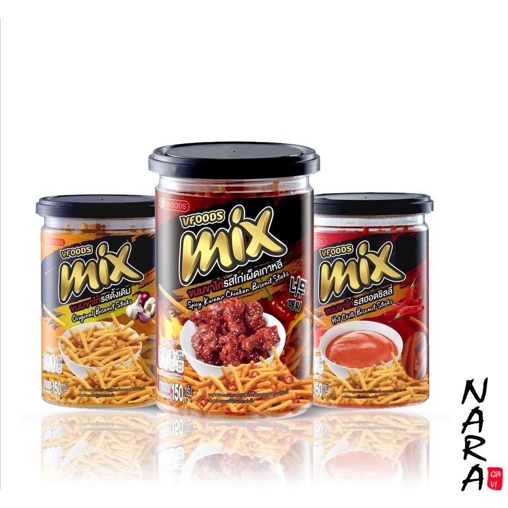 Bánh que MIX giòn cay Thái Lan - 3 vị (Lon 150g)