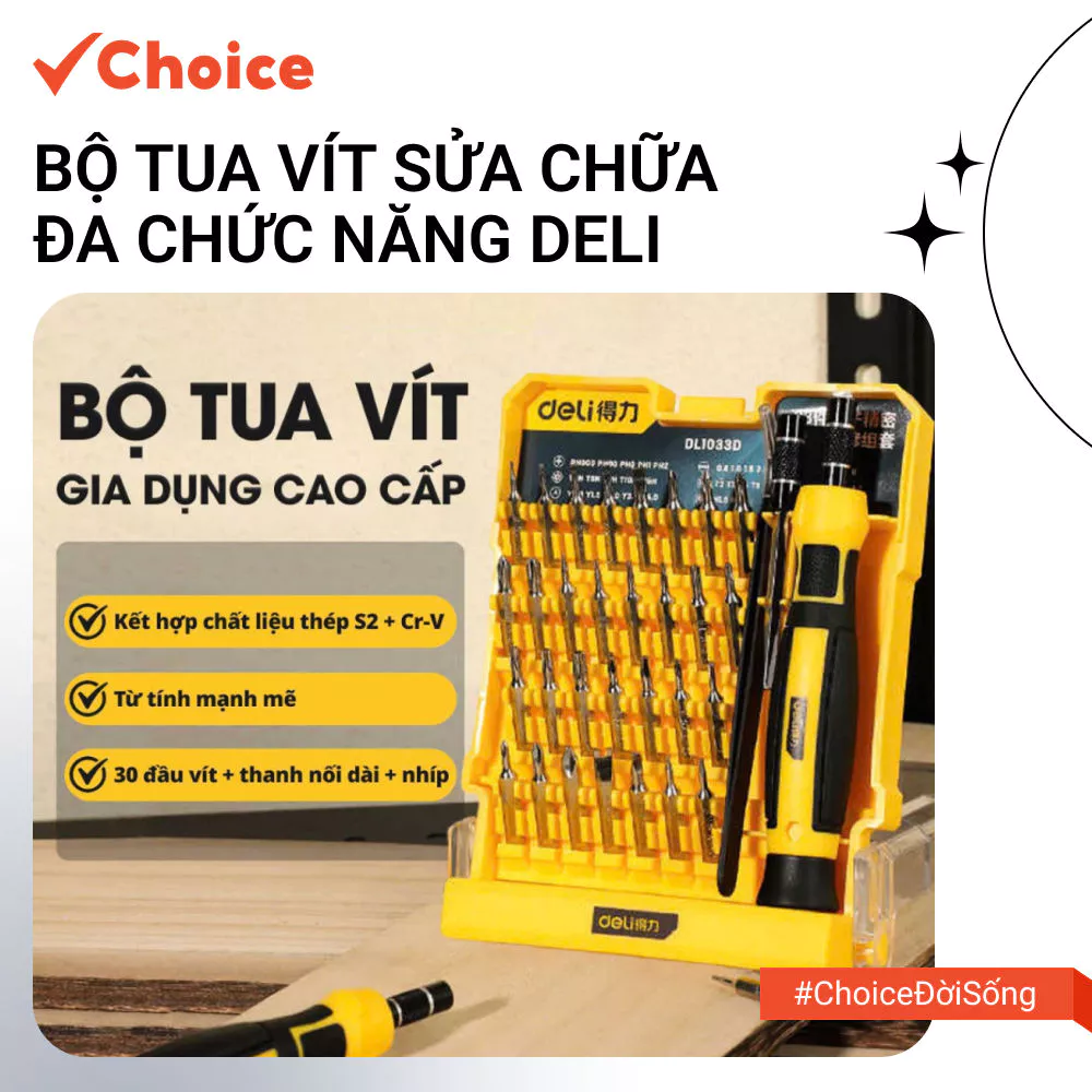 [Choice] Bộ Tua Vít Sửa Chữa Đa Chức Năng Deli LS1-2100-979 Đầu Vít Cao Cấp Chất Liệu Siêu Bền