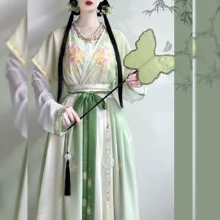 Hàng Có Sẵn!Peach Ruochun Breeze [Ruqing] Chân Váy Xếp Ly Hệ Thống Tang Phong Cách Trung Hoa Toàn Diện Cho Nữ Anci