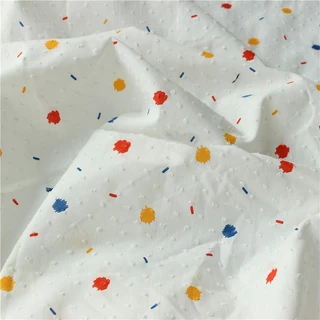 Vải Cotton Nguyên Chất 100x148cm In Họa Tiết Chấm Bi Làm Đầm Thủ Công Cho Bé DIY