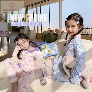 [Sản phẩm mới] Bộ đồ ngủ bé gái Xuân thu Đồ mặc nhà trẻ em Bé gái hoạt hình dài tay cho bé Bộ đồ mặc bên ngoài