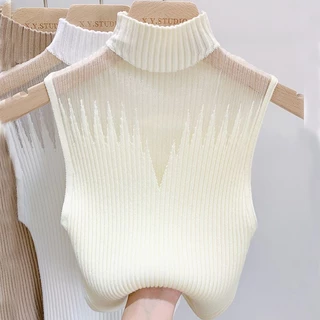 Áo sweater Dệt Kim Hai Dây Cổ Lọ Dáng Ngắn Thời Trang Cho Nữ 11.23