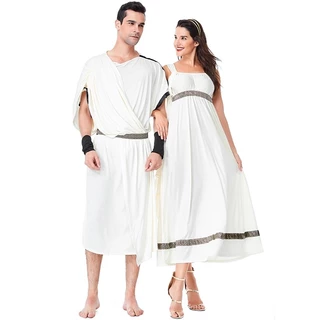 【 Giao hàng trong vòng 24 giờ✈】 Halloween Nữ thần Olympic Hy Lạp Trang phục công chúa La Mã Hóa trang Nam Grecian Toga Hoàng tử Ả Rập Caesar Váy Cosplay☞Bộ sưu tập thiết yếu