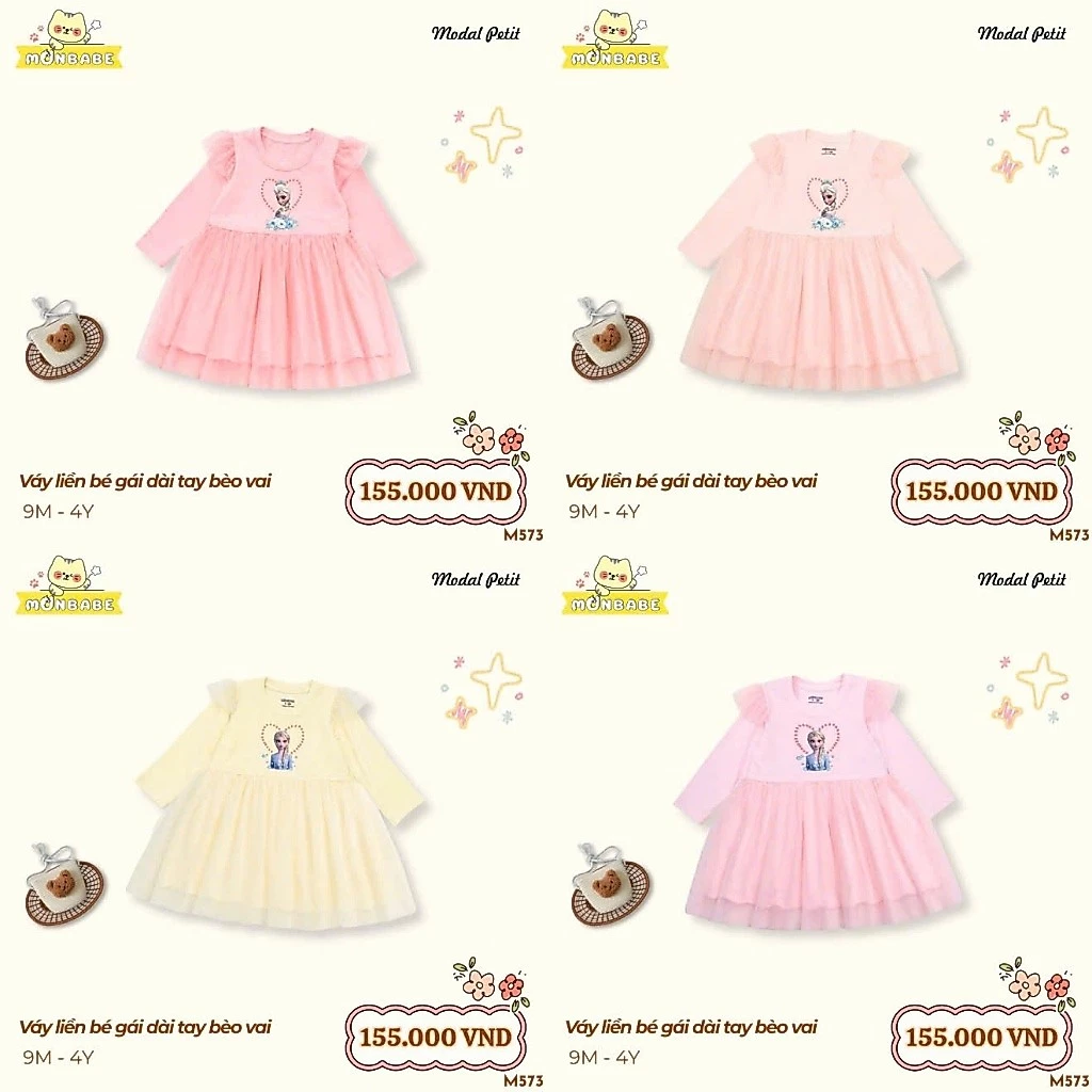 MUNNANE_Váy dài tay in hình elsa cho bé từ 9 tháng đến 4 tuổi