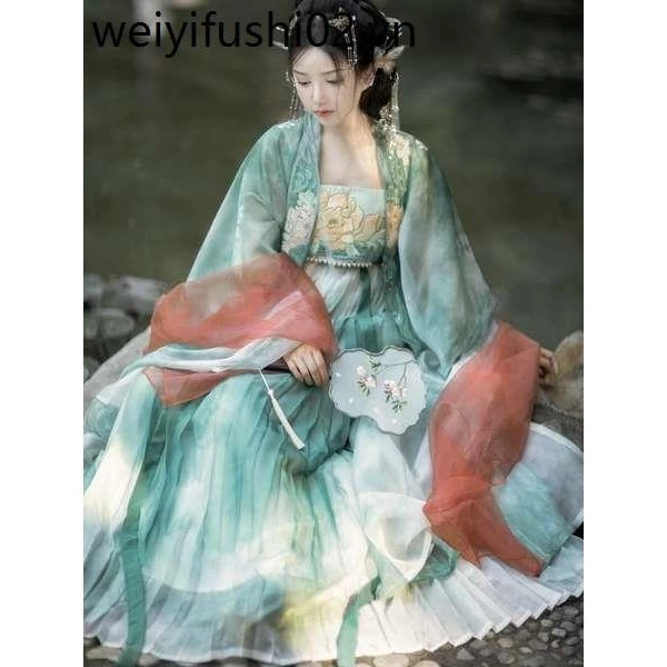 Huashang Yuyi Original [Muxia] Chính Hãng Hanfu Nữ Đường Thêu Áo Sơ Mi Tay Lớn In Váy Xazi Mùa Hè