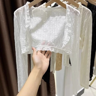 Áo Khoác Ren cardigan Mỏng Chống Nắng Dáng Ngắn Thời Trang Nữ