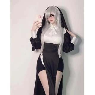 Chị cos Halloween Nun Trang Phục Nun cosplay Gợi Cảm Cross-Dressing