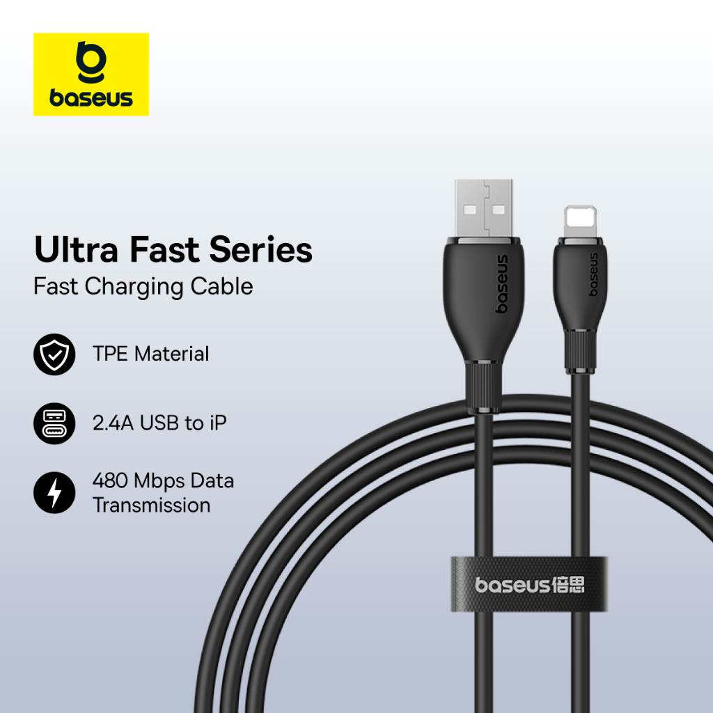 Cáp sạc nhanh Baseus 2.4A Cáp dữ liệu sạc USB-A sang iP Truyền dữ liệu USB…