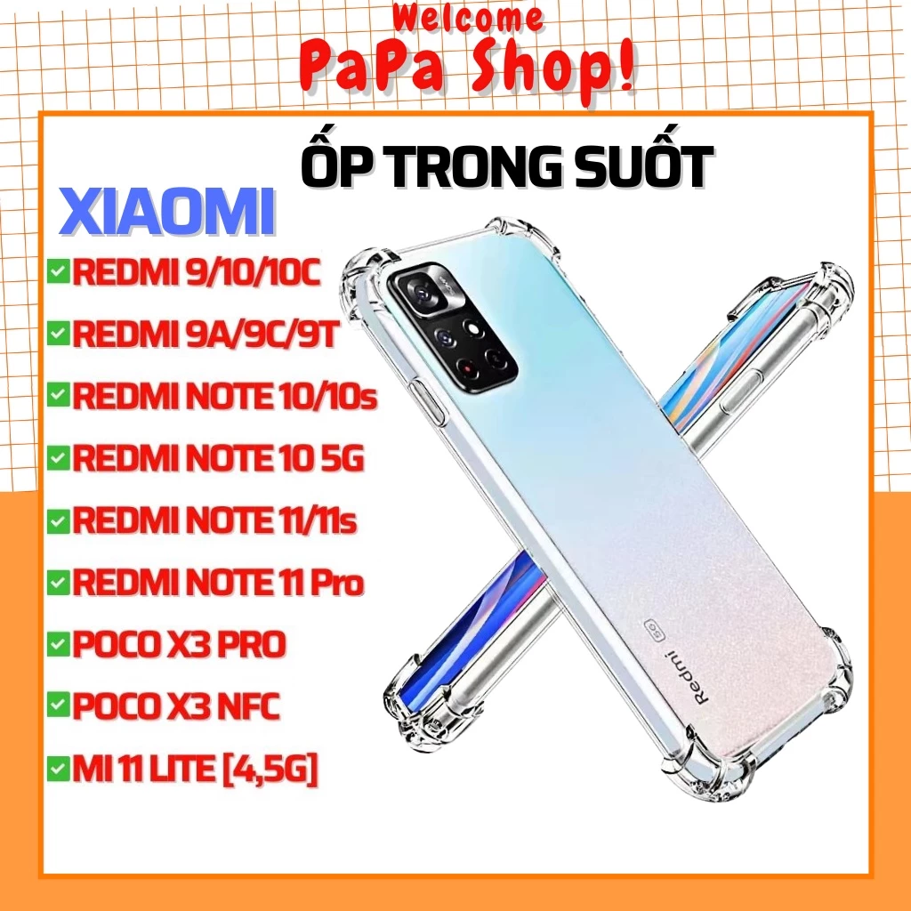 Ốp redmi 10c 10a 10 9T 9C 9A 9 12 12c K30 Pro K40 Gaming Poco C40 X3 Pro F3 GT Mi 11T Pro 12T K50 K60 13 14C Trong suốt