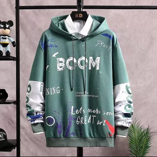 Áo Hoodies nỉ nam SOZO in chữ BOOM tay phối màu cá tính - AO TOP NAM 90000205C