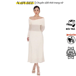 [NAPUBEE] Đầm Dự Tiệc Dáng Dài Sang Trọng, Váy Midi Tay Dài Thanh Lịch Dion Dress