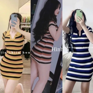 Đầm Body Len Tăm Kiểu Sọc Ngang Bigsize Quỳnh Anh (M/L/XL/XXL)