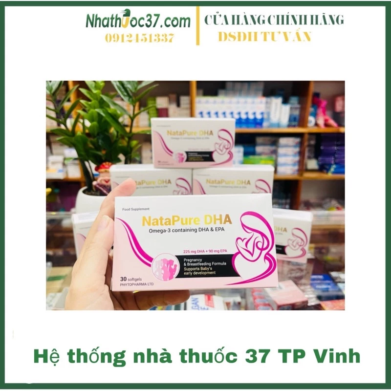 DHA bầu NataPure DHA chính hãng - Bổ sung omega 3 cho bà bầu giúp phát triển trí não cho bé. Hộp 30 viên