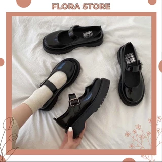 Giày LOLITA Nữ Da Bóng ulzzang phong cách Hàn quốc mary quai cài đế cao cá tính năng động mới hot FLORA G07