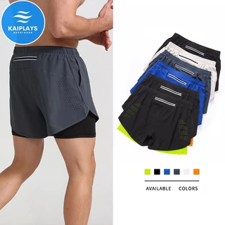 Quần short đùi nam thể thao 2 lớp có túi kéo chạy bộ, tập gym, đạp xe đạp thun lạnh cao cấp KAIPLAYS KP001