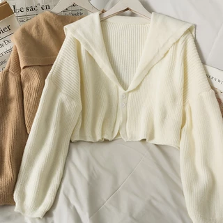 Áo khoác cardigan len nữ dày dáng croptop Hàn Quốc