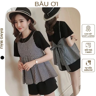 [FREE SHIP B22 ] BỘ BẦU TRƯỚC VÀ SAU SINH MÙA HÈ SIÊU MÁT THIẾT KẾ CÔNG SỞ CAO CẤP CHẤT LIỆU VOAN LỤA - BỘ QUẦN ÁO BẦU