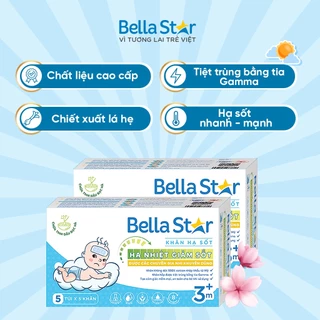 Combo 2 Hộp Khăn Lau Hạ Sốt 3M+ BELLA STAR Chất Vải Cotton Tẩm Dược Liệu Giúp Làm Mát, Hạ Sốt 25 Khăn/hộp