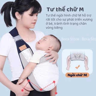 Địu sơ sinh vải cho bé dạng lưới thông thoáng, cho bé 0 - 18 tháng