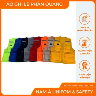 Áo gile phản quang kỹ sư công trình 6 túi hộp cao cấp áo bảo hộ lao động