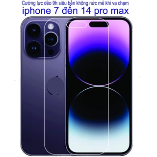 Cường lực dẻo từ iphone 6plus đến 14 pro max, siêu bền không nức mẻ khi va chạm, bảo vệ màng hình toàn diện.